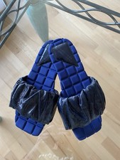 * DOROTHEE SCHUMACHER * FLACHE SANDALE IN BLAU Schuhe LEDER  Gr. 40 -US 9 -UK 7