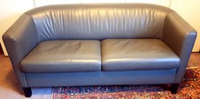 Wittmann, Sofa "Mira", Art Deco Stil, graues Leder, 2-sitzig, neuwertig