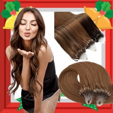 200 Strähnen Microring Extensions Loop Echthaar Haarverlängerung Dick Glatt 100g