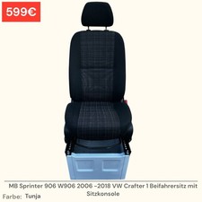 MB Sprinter 906 W906 2006 -2018 VW Crafter 1 Beifahrersitz Sitz Tunja