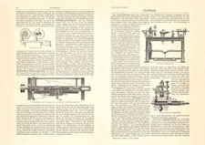 Drehbank I. - IV. historischer Druck Holzstich ca. 1903 antike Bildtafel Technik