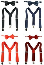 Kinder Fliege Hosenträger Set Hochzeit Anzug Schlips einfarbig Jungen Y-Form