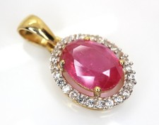 GOLDJUNGE69 * HARRY IVENS EDELSTEIN ANHÄNGER PINK SAPHIR OVAL FAC 375er GELBGOLD