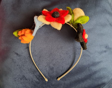 Haarreif Filzblumen bunt silber Haarschmuck Blüten gefilzt Damengröße S