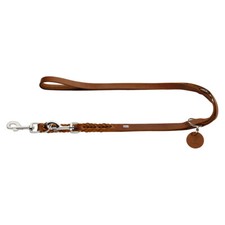 Hunter Verstellbare Hundeleine Solid Education cognac Rindsleder 3-fach