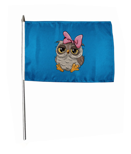 Stockflagge kleine eule blau - stockflagge,