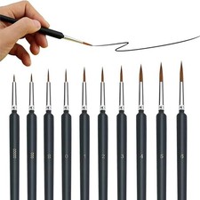 Pinselset 10 teilig fein Modellbau Acryl Hobby Malpinsel Malen nach Zahlen A2097