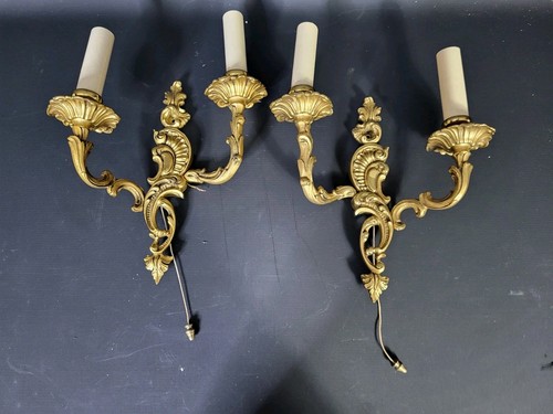 Vintage messing wandlampen - 2x,