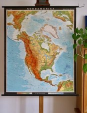 VINTAGE | SCHULWANDKARTE NORDAMERIKA USA WANDKARTE PERTHES | SCHOOL WALL CHART