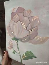 leinwand bilder blumen rosa Rosé Acryl selbstgemalt Kupfer-Blattgold Selfmade
