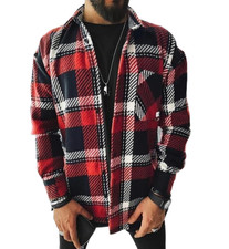 Herren Kariert Thermohemd Jacke Holzfäller Flanell Blouson Gefüttert Arbeitshemd