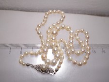 antik echte Perlenkette geknotet Perlen Ø 3 - 7,12mm L 44 cm 835 Silberverschluß