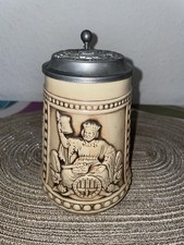Bierkrug Steinkrug Zinndeckel