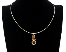 Eleganter 585 Gold Omega Halsreif/ Kette/ Collier mit Lapis Anhänger - ca. 42 cm