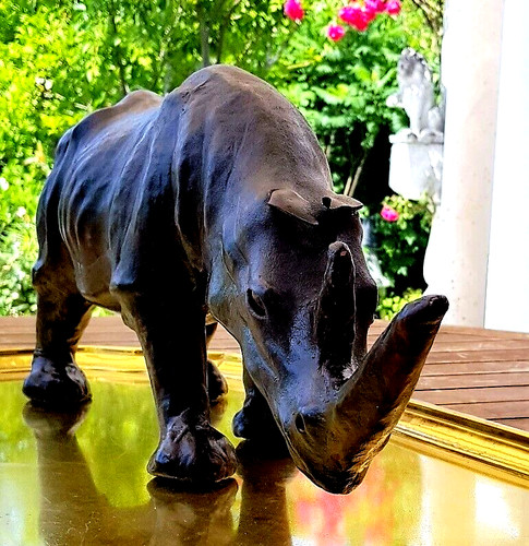 Lederfigur nashorn alt - alt, ,59cm