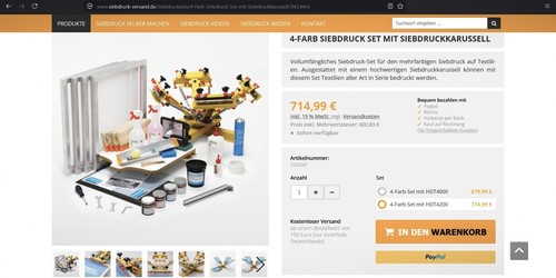 Farb siebdruck set mit - set,