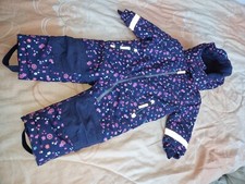 Schneeanzug, Skianzug, Topolino, Gr. 74, Blau mit bunten Blumen Kapuze, gut erh.