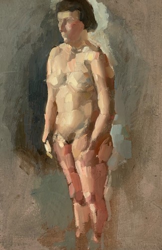 ölbild stehender weiblicher - stehender,