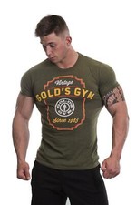 Golds Gym Printed Vintage Style T-Shirt Army Marlin Bodybuilding Fitness Herren