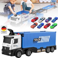 Transport Truck 2-6J Set mit 8 Rennautos Rennbahn Geschenk für Kinder Spielzeug