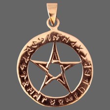 Runen Pentagramm Schutz Amulett 3 Gr. Ketten Anhänger Bronze Talisman Drudenfuß