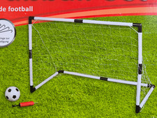 Idena 7370007 Mini Fußballtor Ball Pumpe Tor für draußen Kinder 90x60x50cm - Set