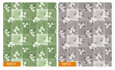 Tischdecke abwaschbar Wachstuch Meterware 1217 weiße Blumen Kariert
