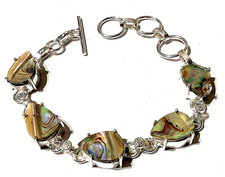 ABALONE MUSCHEL Edelstein HANDGEFERTIGT 925 Sterlingsilber Schmuck Armband 1