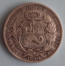 Peru Lima UN SOL 1896, 900-er Silber