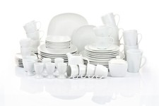 Retsch Arzberg Kombigeschirr 62-teilig für 6 Personen  Porzellan eckig uni weiß