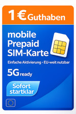 Lebara Prepaid Sim-Karte 1,-€ Guthaben, ohne Vertrag, EU-Roaming, Deutsche SIM