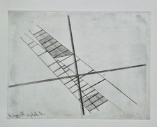László Moholy-Nagy, Original Gravur 1923/95, signiert, Konstruktion mit Kreuz