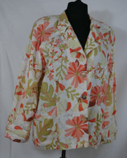 CAPULINE GERMANY 100% LEINEN Luxus Jacke Blazer Blumen Elegant Größe 48/50 TOP!