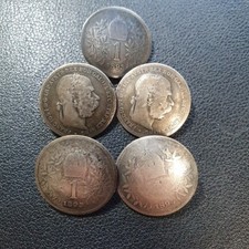 5 alte Silber Münzknöpfe Tracht Österreich Ungarn Franz Josef Krone Ösen intakt