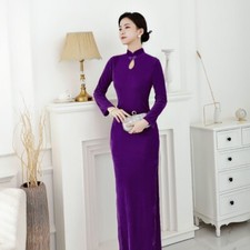 Damen Samt Langes Kleid