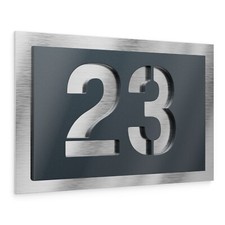 Graviers Hausnummer V2A Edelstahl Schild Gravur Anthrazit RAL 7016 Acryl modern