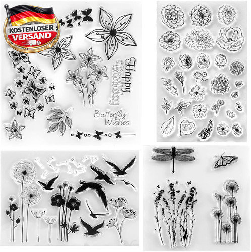 Silikonstempel set blumen - set,