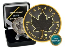2025 1OZ Silber Canada Maple Leaf Gold Outline Ruthenium Etui Zertifikat NUR 250 #6