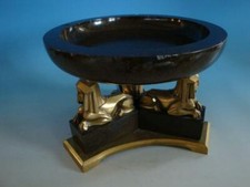 RS0519-494: Art Deco Schale mit Sphinx Bronze Sächsische Serpentin