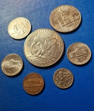 1971 D EISENHOWER DOLLAR,1976 HALF DOLLAR, 2× 5 CENT 1988,2004,25 CENT...