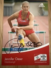 Jennifer Oeser, signierte Autogrammkarte, Leichtathletik 