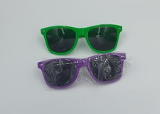 2 Stück Sonnenbrille Festival Party Retro Unisex Brille neon Lila Grün Karneval%