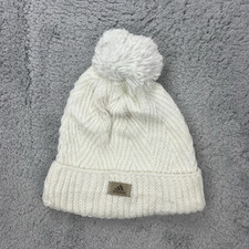 Adidas Unisex Mütze Weiß Beanie Bommel Winter Strickmütze One Size Retro Vintage