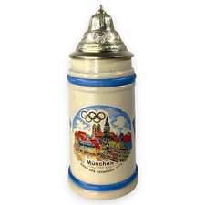 Olympiade München 1972 Bierkrug 0,5l mit Zinndeckel Brauereien Augustiner usw