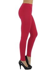 Damen Leggings lang hoher Bund verstärkt Hose blickdicht Baumwolle Leggins
