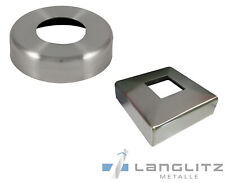 Edelstahl Rosette V2A geschliffen für Rundrohr + Vierkantrohr Pfostenabdeckung A