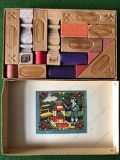 DDR Holzbaukasten 17 Holz Bausteine DDR Ostalgie  Brikett Kohle Fortschritt Gera