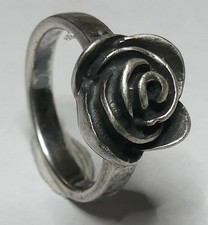 Vintage  *  silberner Ring mit Rosenmotiv  *  Ring mit Punze 925 - Innen ø 18 mm