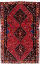 Qashqai Teppich Orient Perser Rug Gabbeh Shiraz Rot Schurwolle Nomad Design Deko