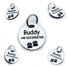 Hundemarke mit Gravur Namen Tiermarke Hund / Katze individuell Silber Anhänger